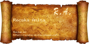 Recska Anita névjegykártya
