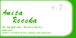 anita recska business card